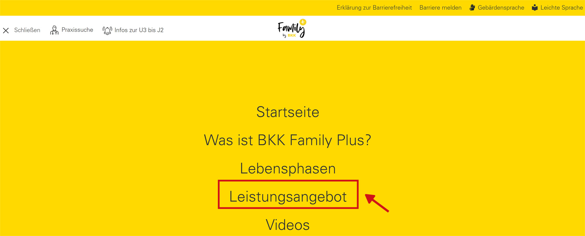 Screenshot bkkfamilyplus.de_Hauptmenue Leistungsangebot
